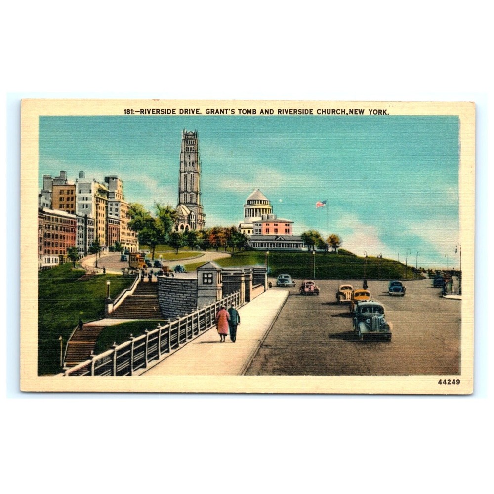 Vintage Postcard Riverside Drive Grants Tomb Riverside Church New York City NY